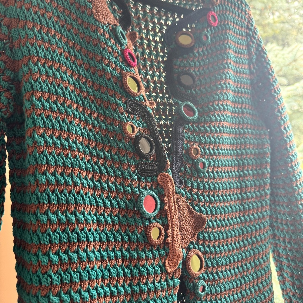 Authentic Prada Long Cardigan Sweater Vintage Green/Brown Stunning and unique.